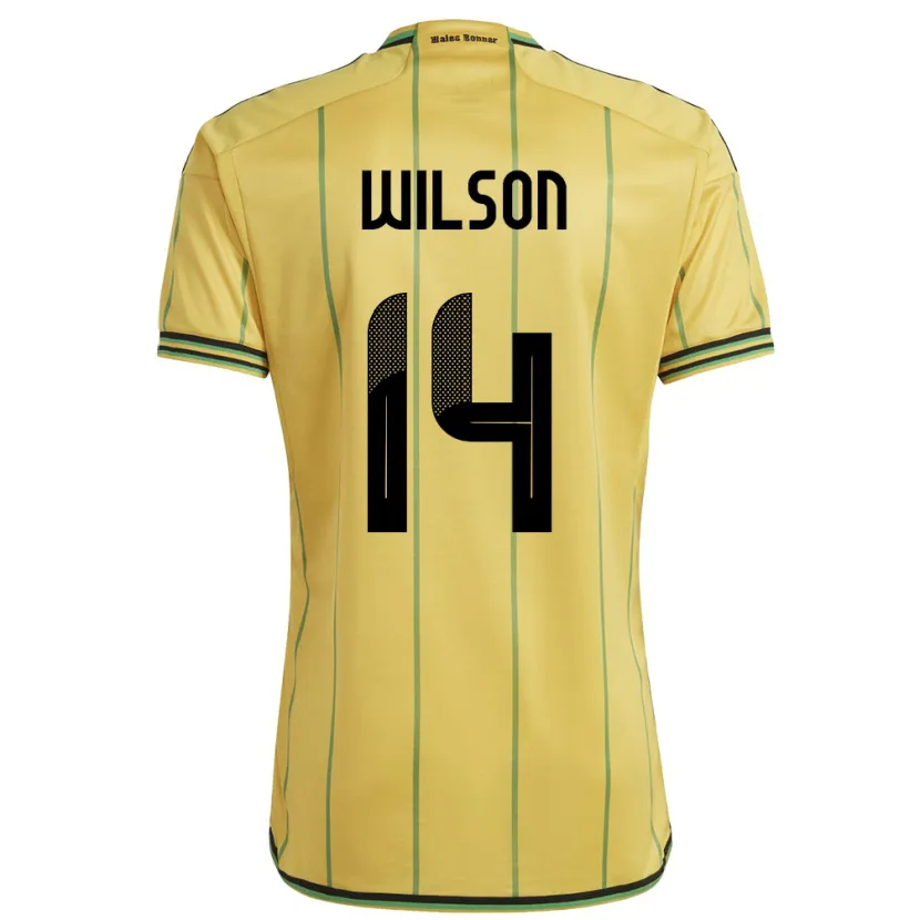 Danxen Homme Maillot Jamaïque Siobhan Wilson #14 Jaune Tenues Domicile 24-26 T-Shirt
