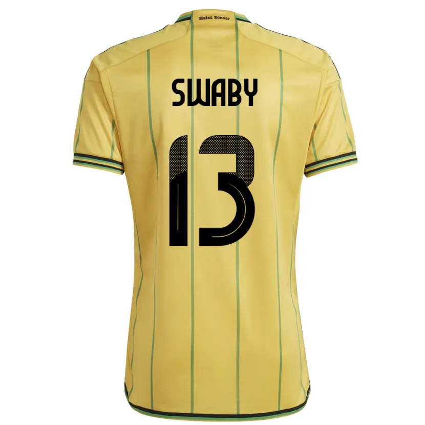 Danxen Homme Maillot Jamaïque Allyson Swaby #13 Jaune Tenues Domicile 24-26 T-Shirt