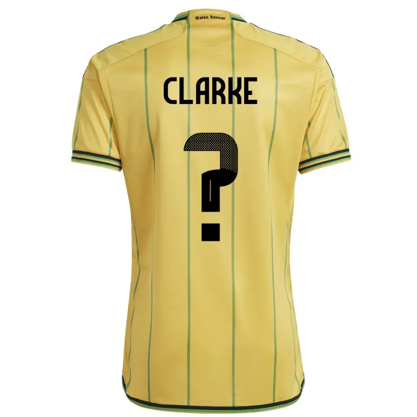 Danxen Homme Maillot Jamaïque Sydoney Clarke #0 Jaune Tenues Domicile 24-26 T-Shirt