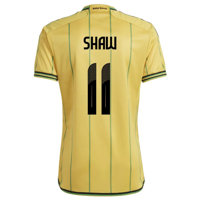 Danxen Homme Maillot Jamaïque Khadija Shaw #11 Jaune Tenues Domicile 24-26 T-Shirt