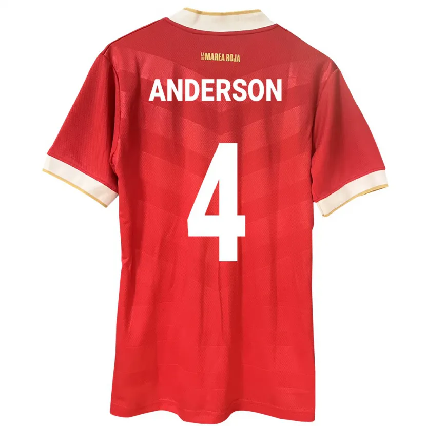 Danxen Homme Maillot Panama Eduardo Anderson #4 Rouge Tenues Domicile 24-26 T-Shirt