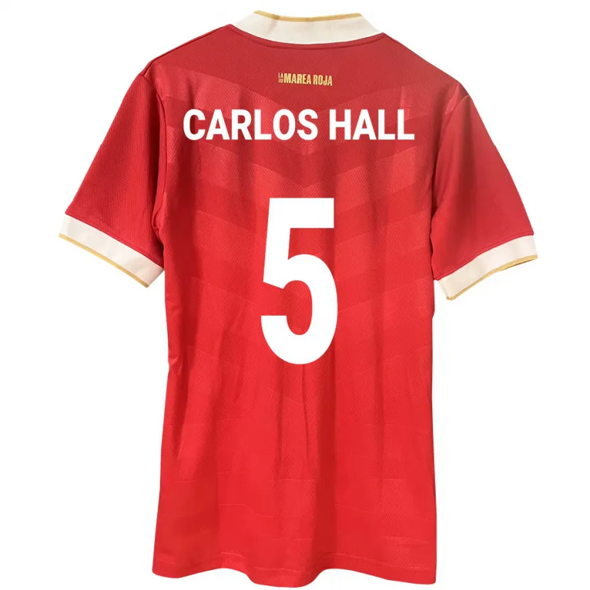 Danxen Homme Maillot Panama Juan Carlos Hall #5 Rouge Tenues Domicile 24-26 T-Shirt