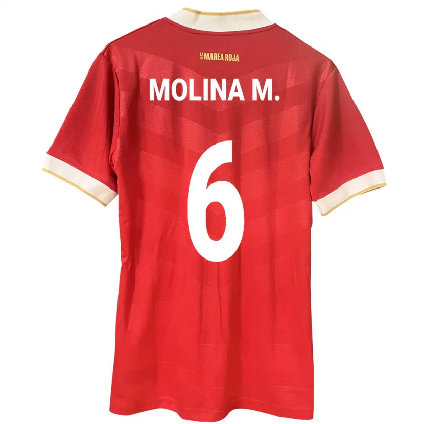 Danxen Homme Maillot Panama Mariana Molina #6 Rouge Tenues Domicile 24-26 T-Shirt
