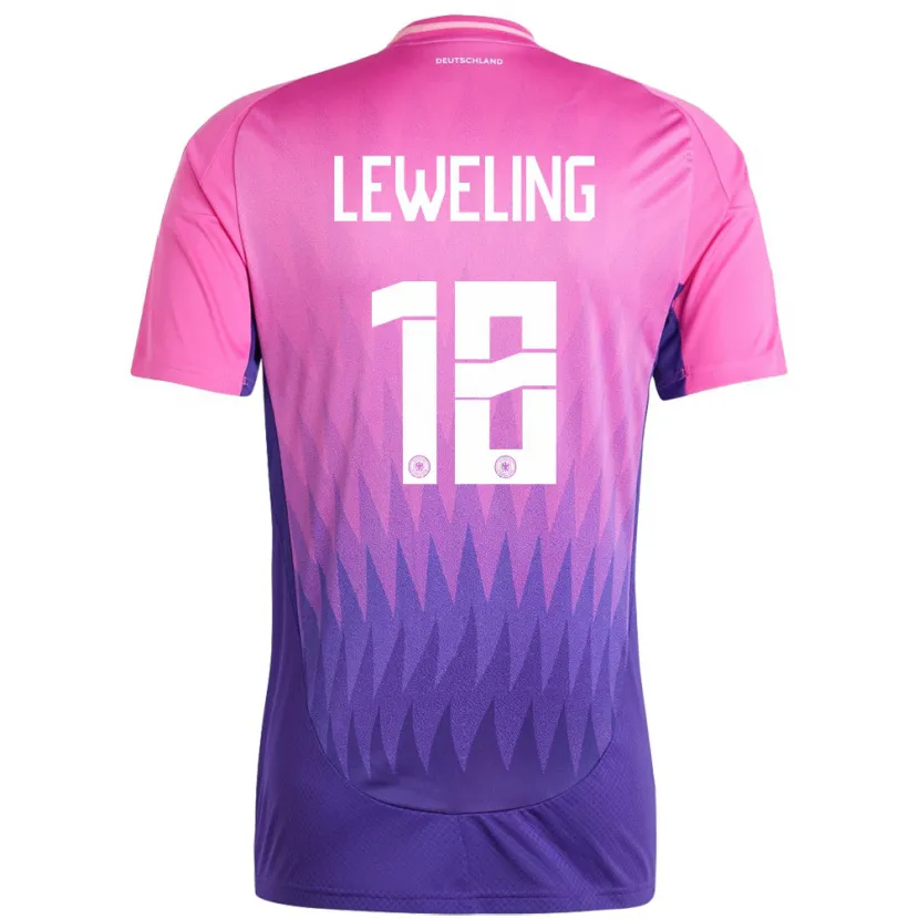 Danxen Homme Maillot Allemagne Jamie Leweling #18 Rose-Mauve Tenues Extérieur 24-26 T-Shirt