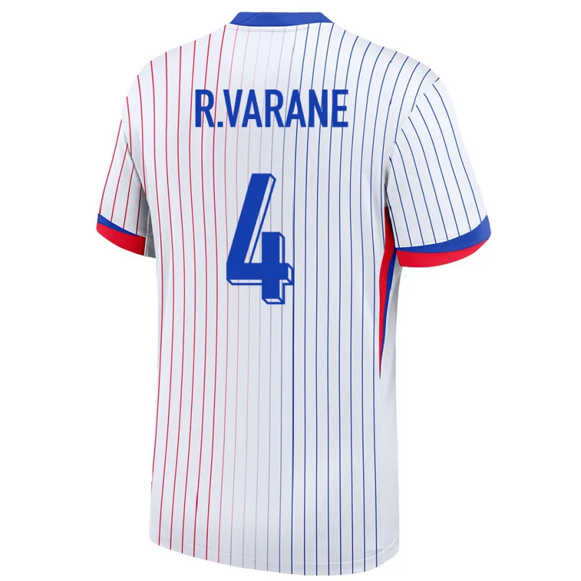 Danxen Homme Maillot France Raphael Varane #4 Blanc Tenues Extérieur 24-26 T-Shirt