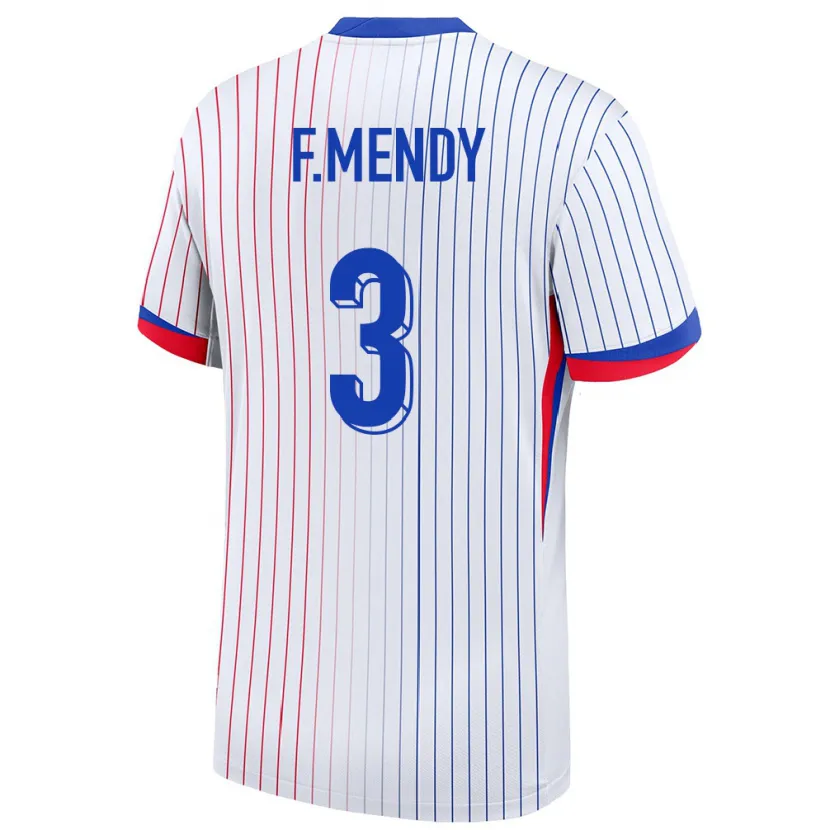 Danxen Homme Maillot France Ferland Mendy #3 Blanc Tenues Extérieur 24-26 T-Shirt