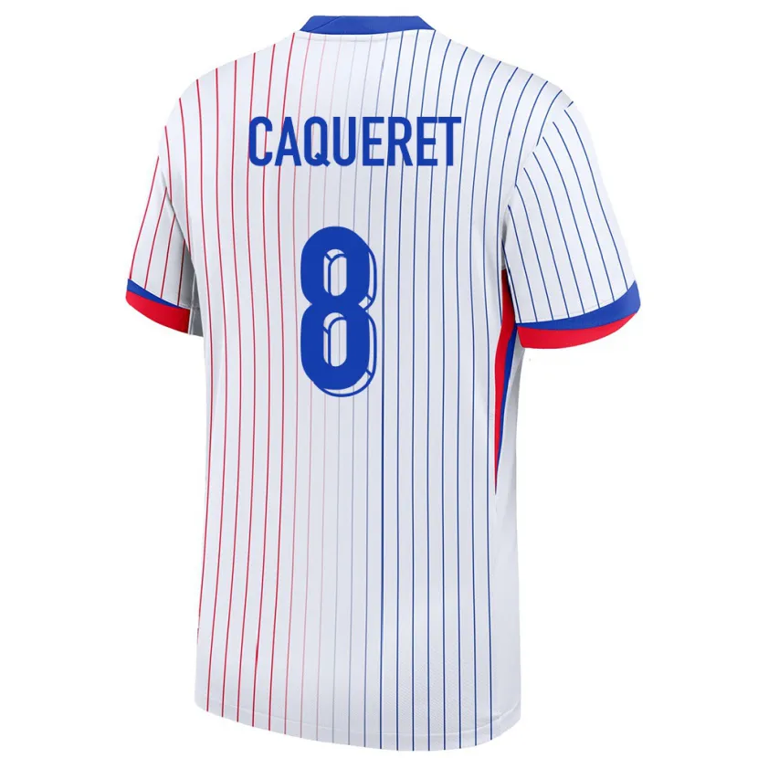 Danxen Homme Maillot France Maxence Caqueret #8 Blanc Tenues Extérieur 24-26 T-Shirt