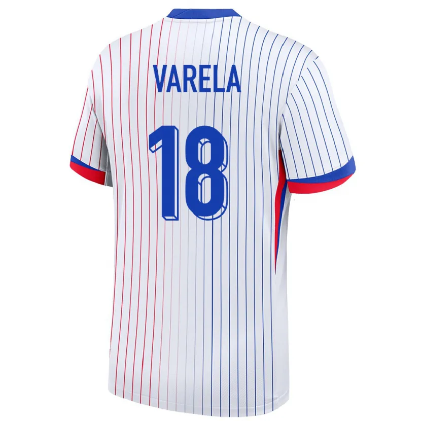 Danxen Homme Maillot France Jordan Varela #18 Blanc Tenues Extérieur 24-26 T-Shirt
