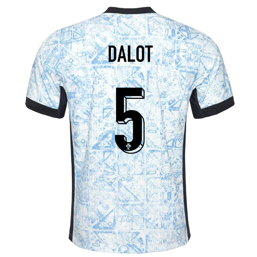 Danxen Homme Maillot Portugal Diogo Dalot #5 Bleu Crème Tenues Extérieur 24-26 T-Shirt