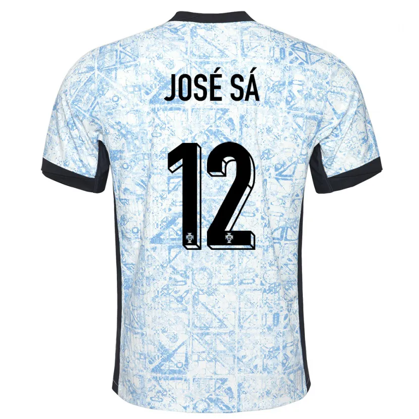 Danxen Homme Maillot Portugal Jose Sa #12 Bleu Crème Tenues Extérieur 24-26 T-Shirt