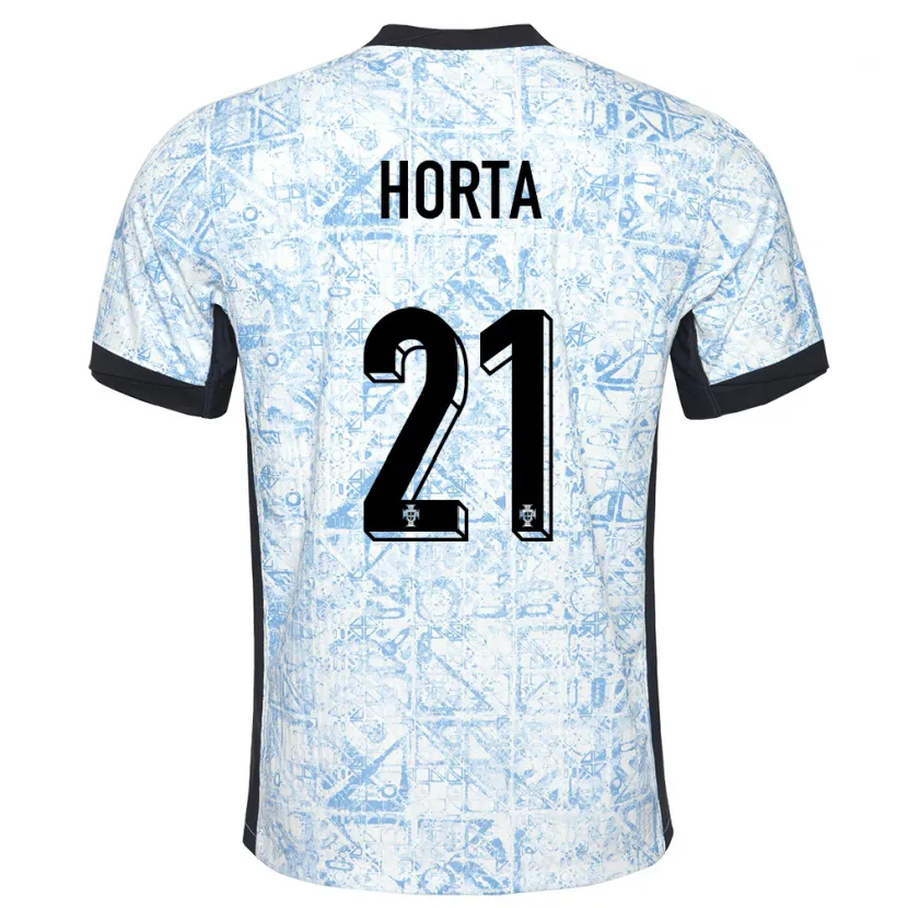 Danxen Homme Maillot Portugal Ricardo Horta #21 Bleu Crème Tenues Extérieur 24-26 T-Shirt