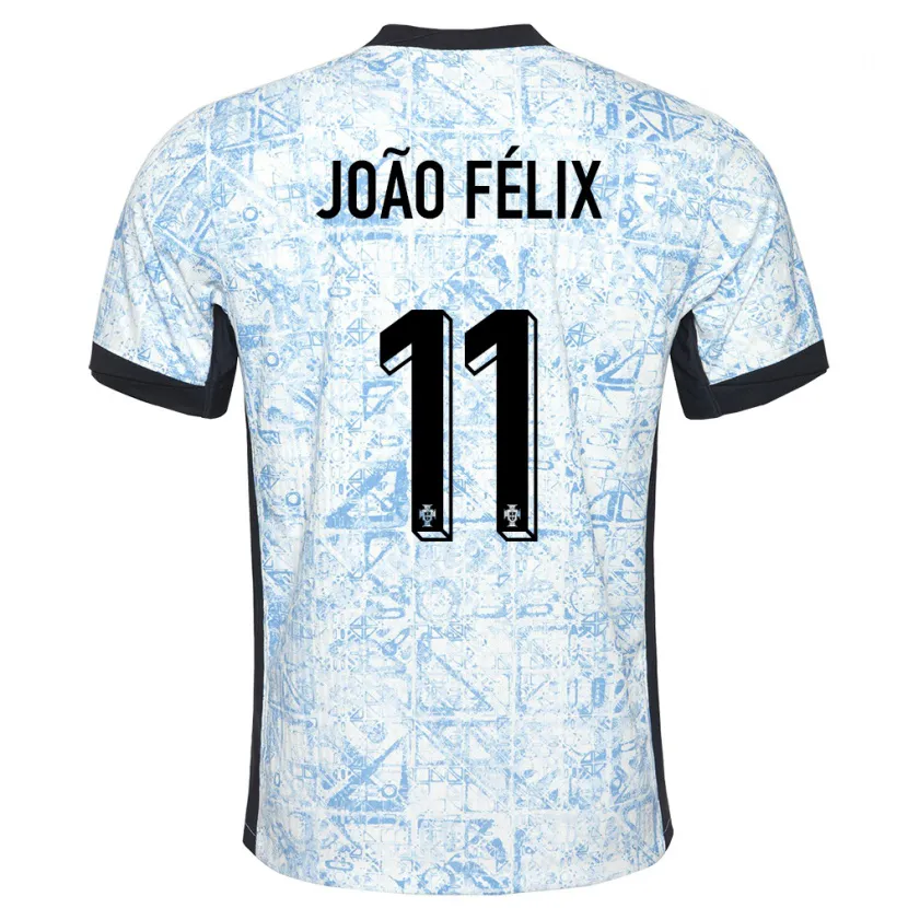 Danxen Homme Maillot Portugal Joao Felix #11 Bleu Crème Tenues Extérieur 24-26 T-Shirt