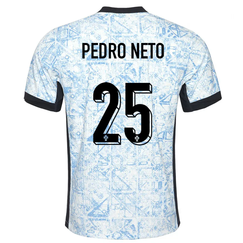 Danxen Homme Maillot Portugal Pedro Neto #25 Bleu Crème Tenues Extérieur 24-26 T-Shirt