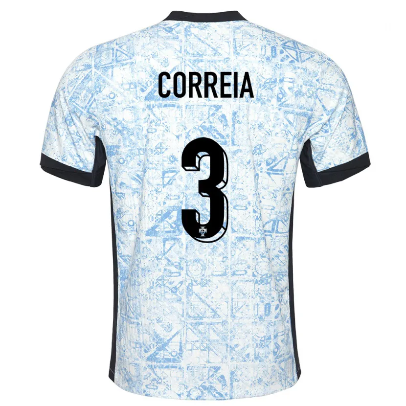Danxen Homme Maillot Portugal Alicia Correia #3 Bleu Crème Tenues Extérieur 24-26 T-Shirt