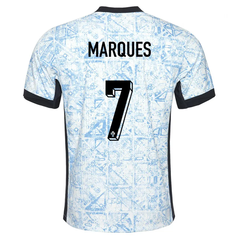 Danxen Homme Maillot Portugal Vanessa Marques #7 Bleu Crème Tenues Extérieur 24-26 T-Shirt