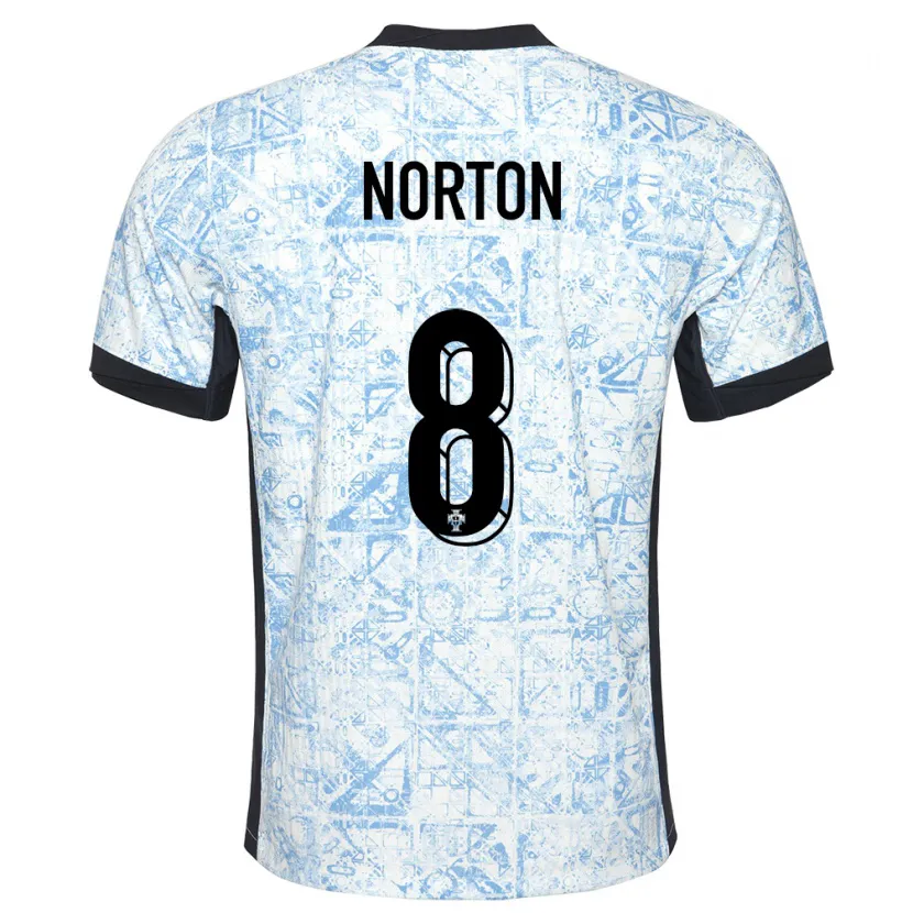 Danxen Homme Maillot Portugal Andreia Norton #8 Bleu Crème Tenues Extérieur 24-26 T-Shirt