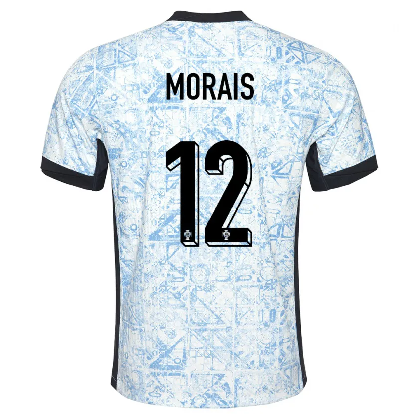 Danxen Homme Maillot Portugal Patricia Morais #12 Bleu Crème Tenues Extérieur 24-26 T-Shirt