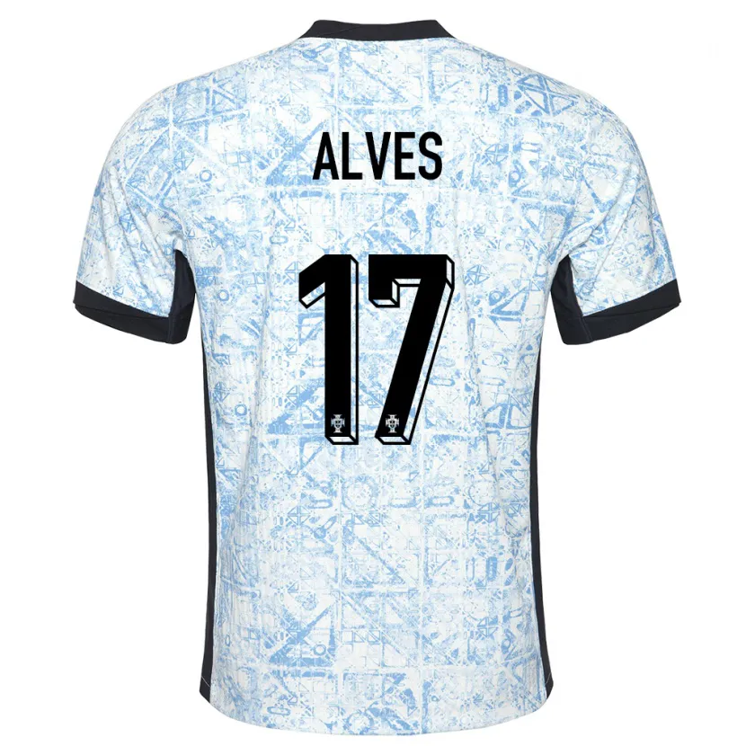 Danxen Homme Maillot Portugal Lucia Alves #17 Bleu Crème Tenues Extérieur 24-26 T-Shirt