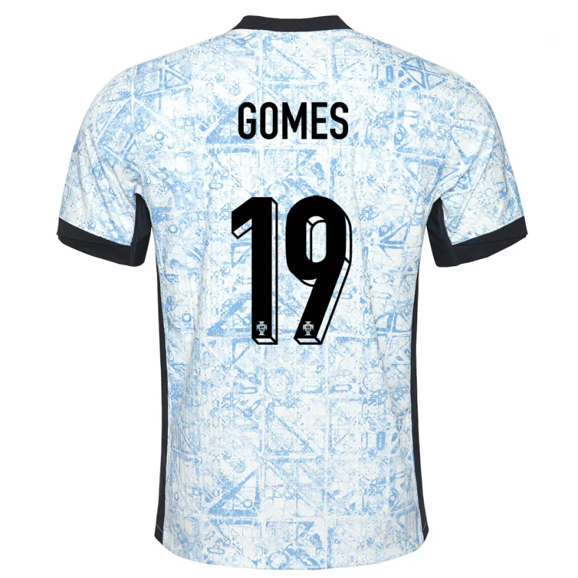 Danxen Homme Maillot Portugal Diana Gomes #19 Bleu Crème Tenues Extérieur 24-26 T-Shirt