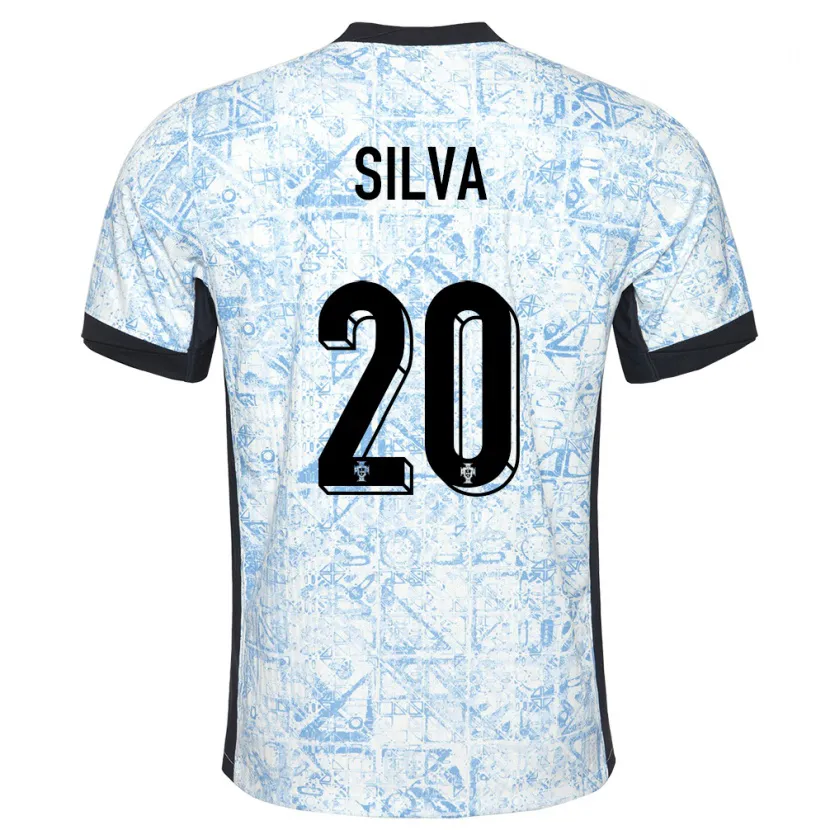Danxen Homme Maillot Portugal Fabio Silva #20 Bleu Crème Tenues Extérieur 24-26 T-Shirt