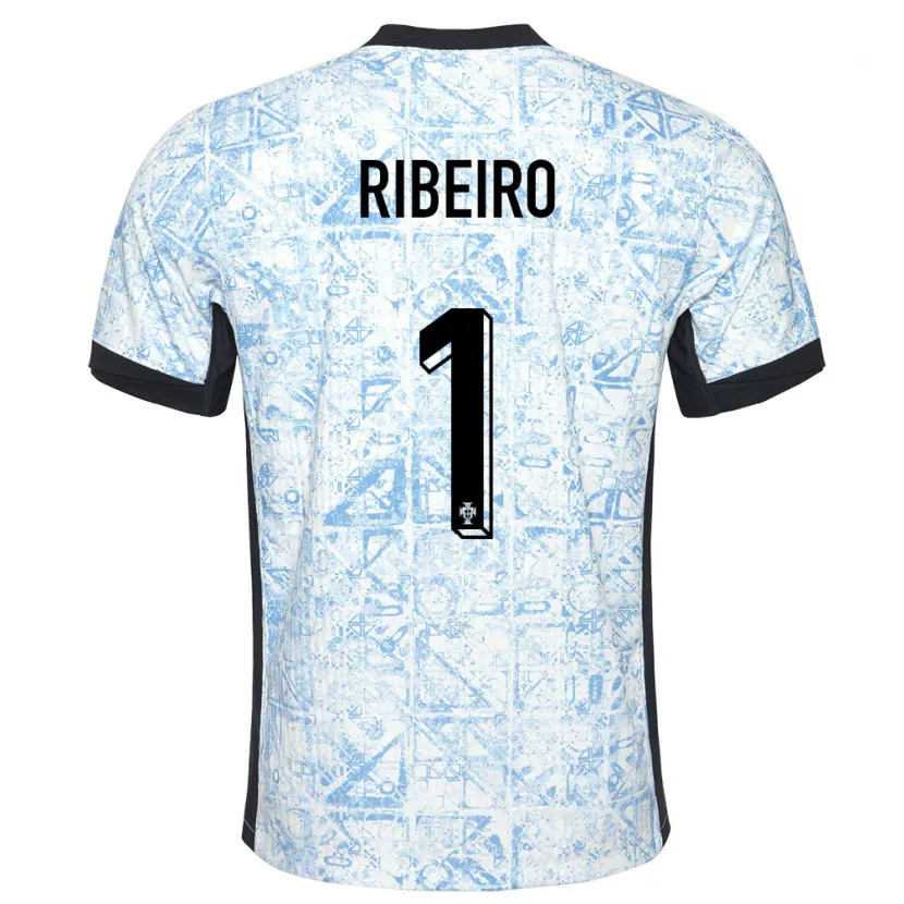 Danxen Homme Maillot Portugal Goncalo Ribeiro #1 Bleu Crème Tenues Extérieur 24-26 T-Shirt