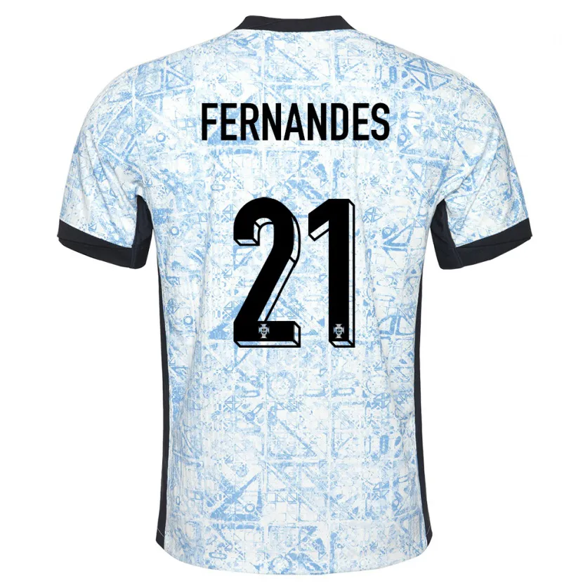 Danxen Homme Maillot Portugal Mateus Fernandes #21 Bleu Crème Tenues Extérieur 24-26 T-Shirt