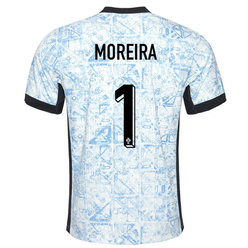 Danxen Homme Maillot Portugal Andre Moreira #1 Bleu Crème Tenues Extérieur 24-26 T-Shirt