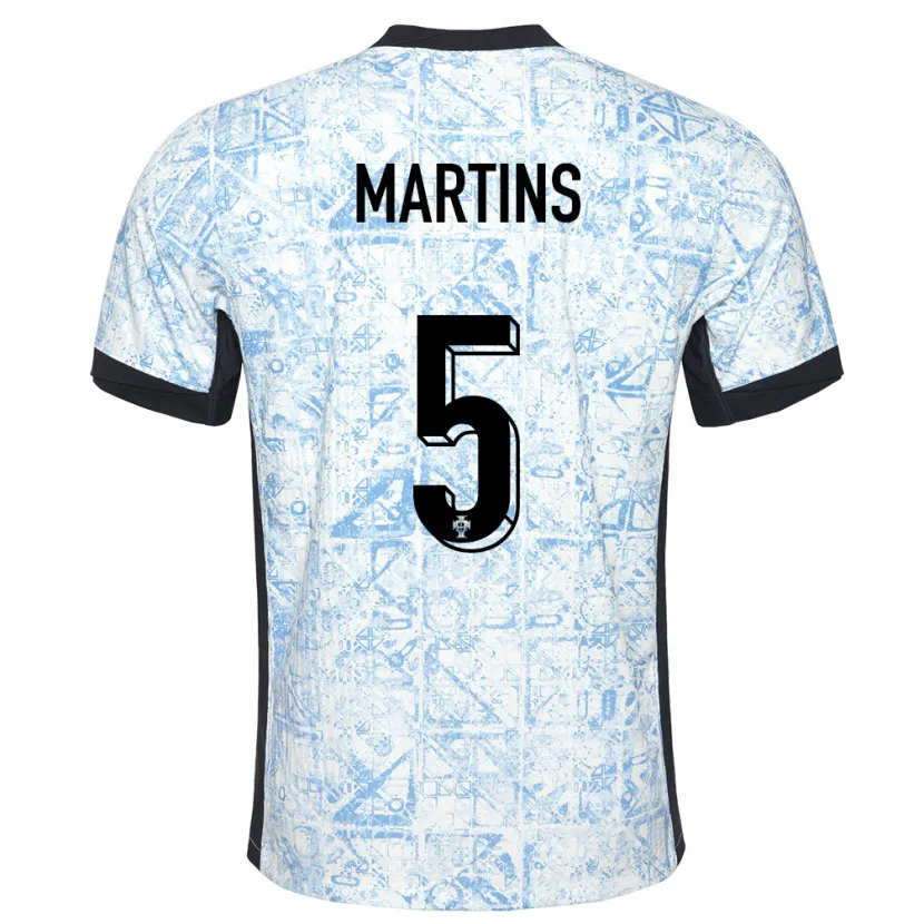 Danxen Homme Maillot Portugal Leandro Martins #5 Bleu Crème Tenues Extérieur 24-26 T-Shirt