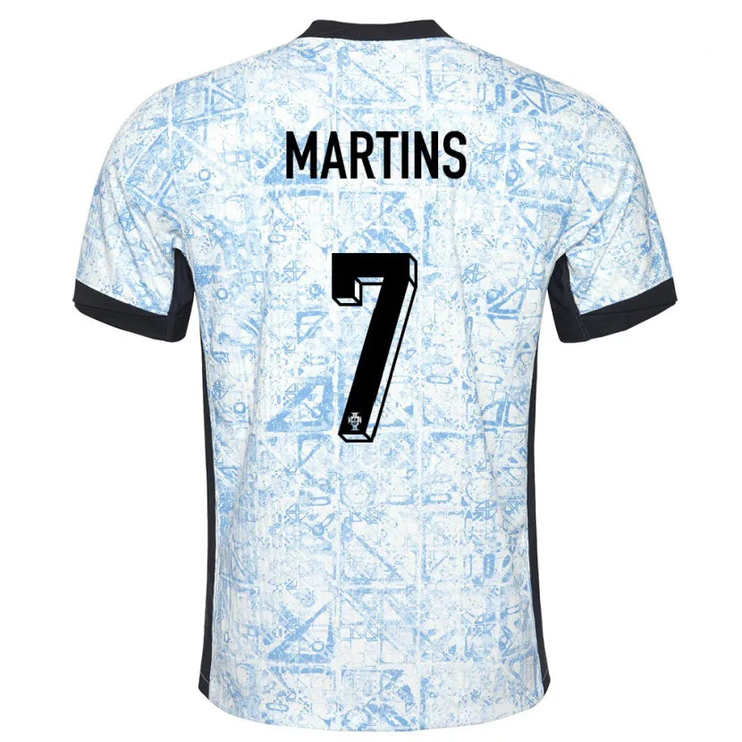 Danxen Homme Maillot Portugal Gil Martins #7 Bleu Crème Tenues Extérieur 24-26 T-Shirt