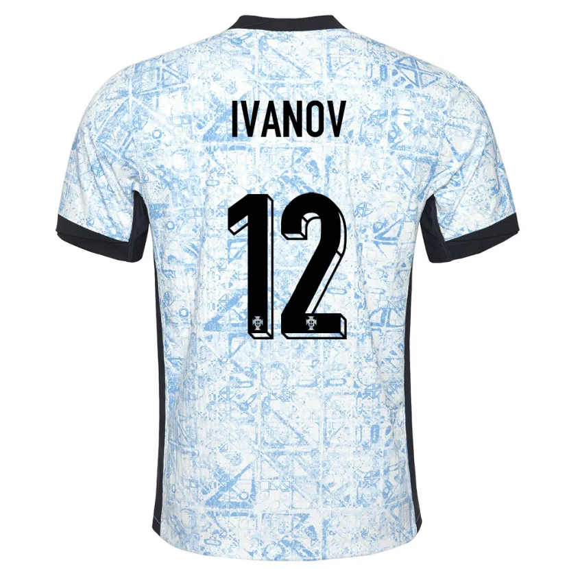 Danxen Homme Maillot Portugal David Ivanov #12 Bleu Crème Tenues Extérieur 24-26 T-Shirt