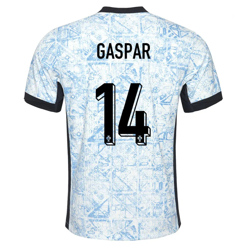 Danxen Homme Maillot Portugal Guilherme Gaspar #14 Bleu Crème Tenues Extérieur 24-26 T-Shirt