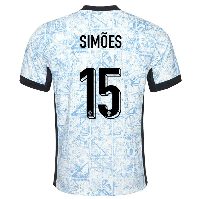 Danxen Homme Maillot Portugal Joao Simoes #15 Bleu Crème Tenues Extérieur 24-26 T-Shirt