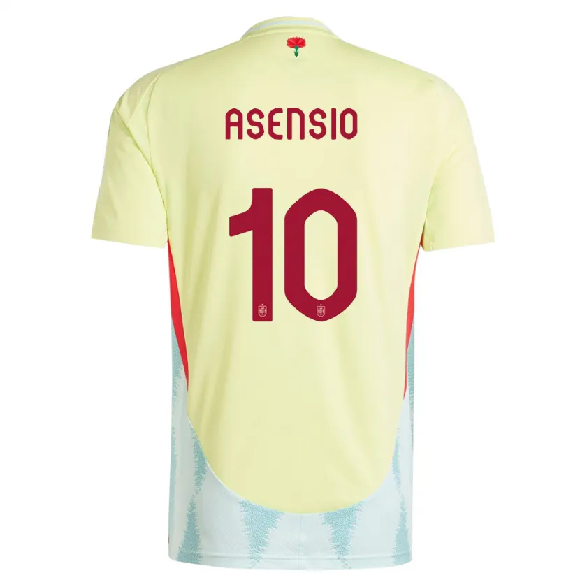 Danxen Homme Maillot Espagne Marco Asensio #10 Jaune Tenues Extérieur 24-26 T-Shirt