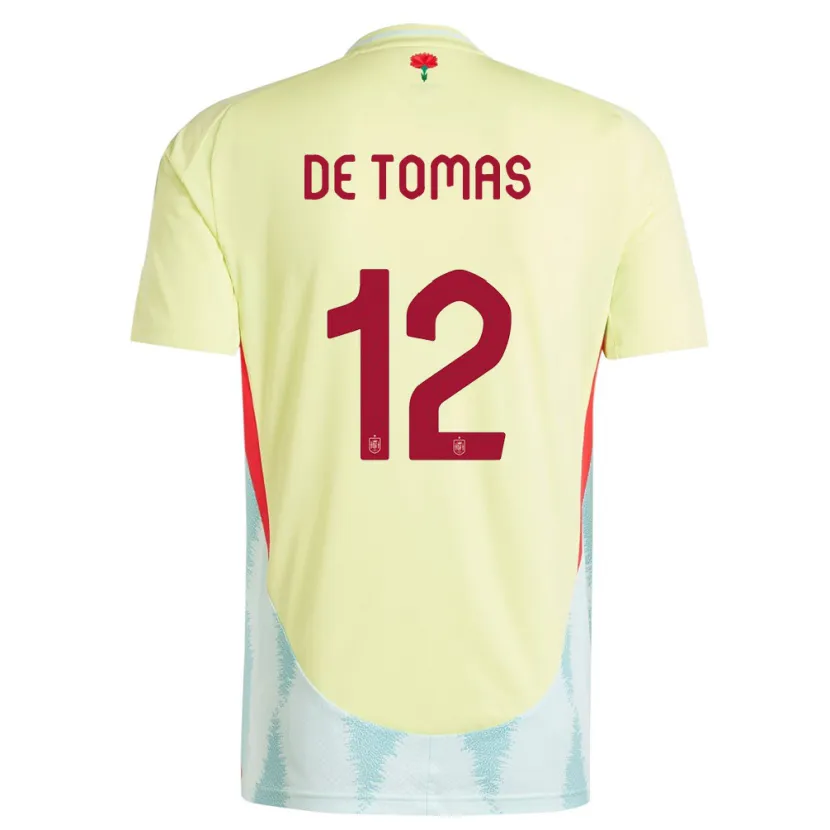 Danxen Homme Maillot Espagne Raul De Tomas #12 Jaune Tenues Extérieur 24-26 T-Shirt