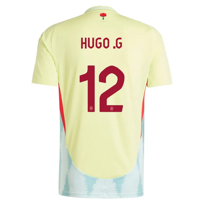 Danxen Homme Maillot Espagne Hugo Guillamon #12 Jaune Tenues Extérieur 24-26 T-Shirt