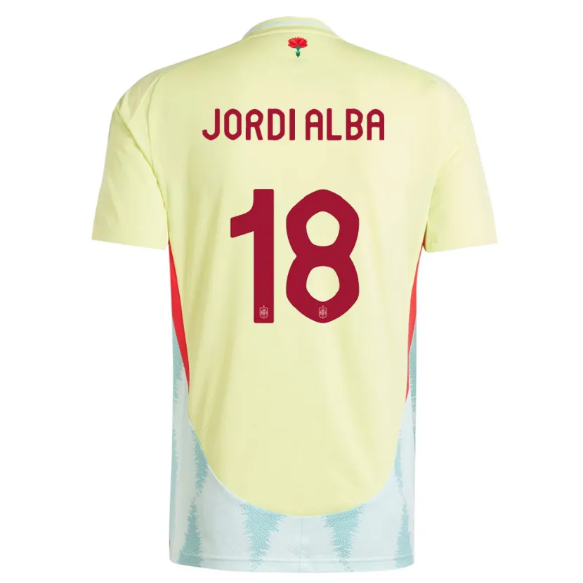 Danxen Homme Maillot Espagne Jordi Alba #18 Jaune Tenues Extérieur 24-26 T-Shirt