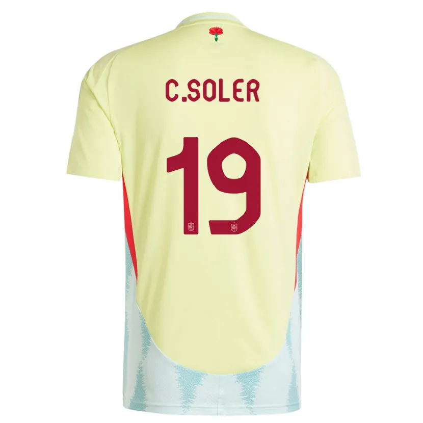 Danxen Homme Maillot Espagne Carlos Soler #19 Jaune Tenues Extérieur 24-26 T-Shirt