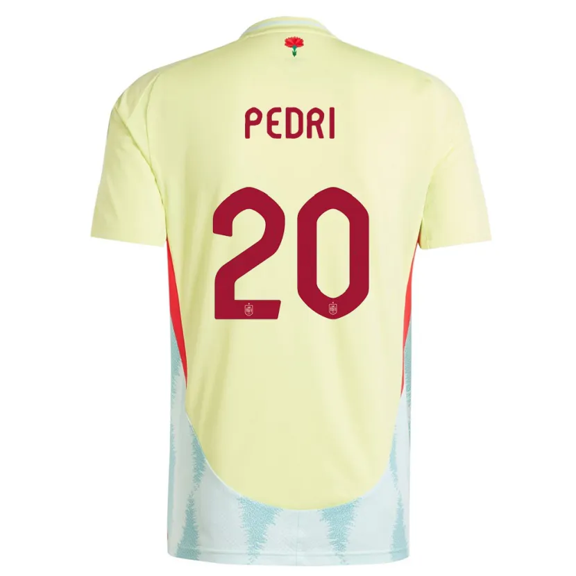 Danxen Homme Maillot Espagne Pedri #20 Jaune Tenues Extérieur 24-26 T-Shirt