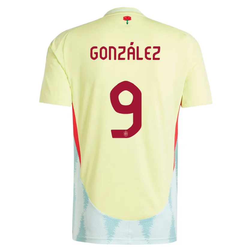 Danxen Homme Maillot Espagne Esther Gonzalez #9 Jaune Tenues Extérieur 24-26 T-Shirt