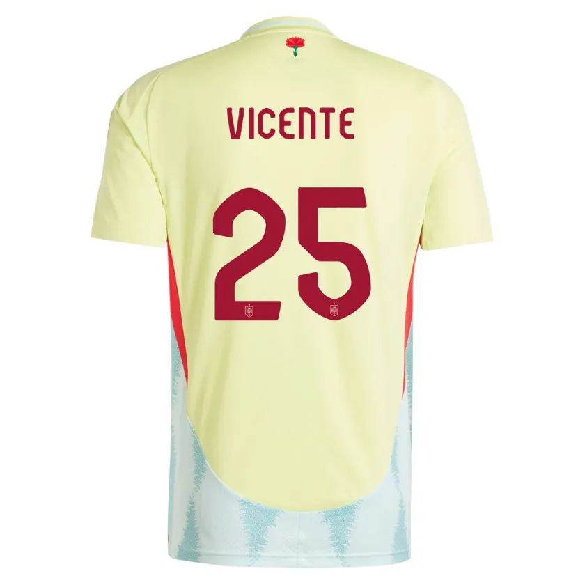 Danxen Homme Maillot Espagne Ainhoa Vicente #25 Jaune Tenues Extérieur 24-26 T-Shirt
