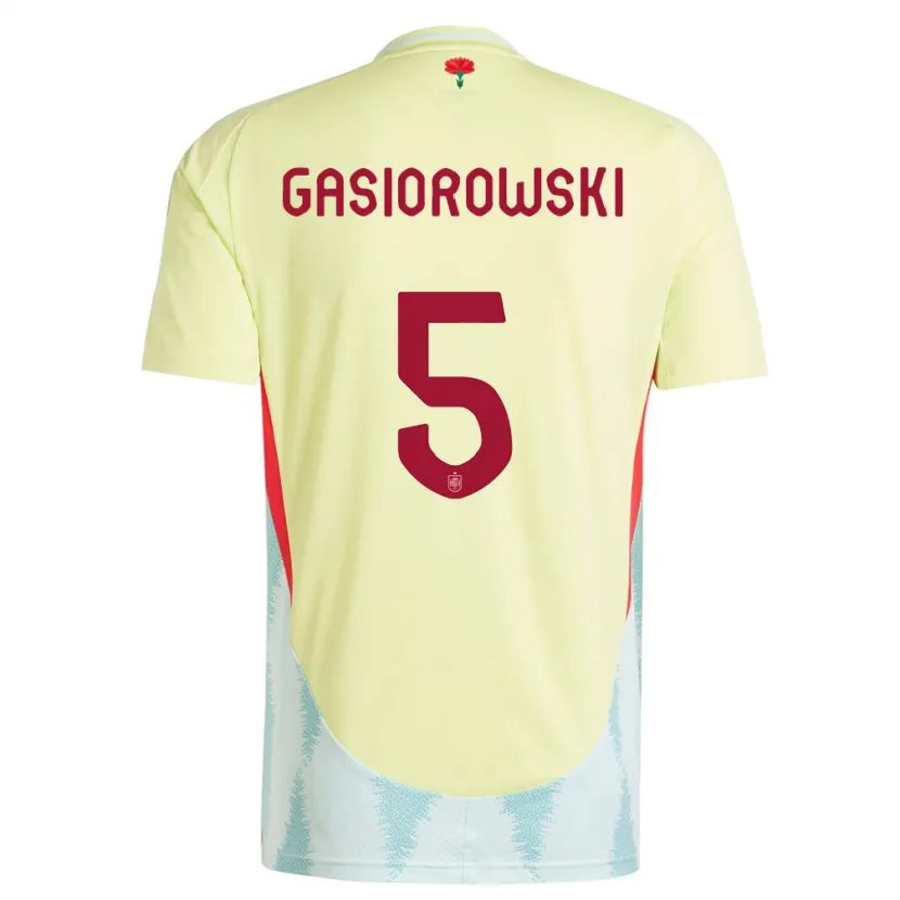 Danxen Homme Maillot Espagne Yarek Gasiorowski #5 Jaune Tenues Extérieur 24-26 T-Shirt