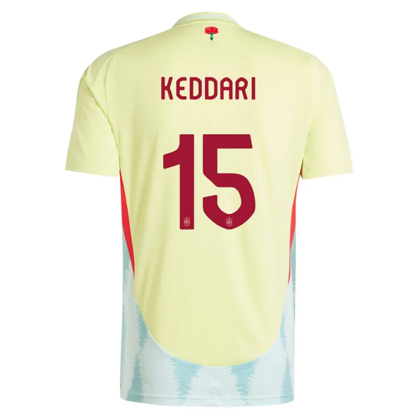 Danxen Homme Maillot Espagne Wassim Keddari #15 Jaune Tenues Extérieur 24-26 T-Shirt