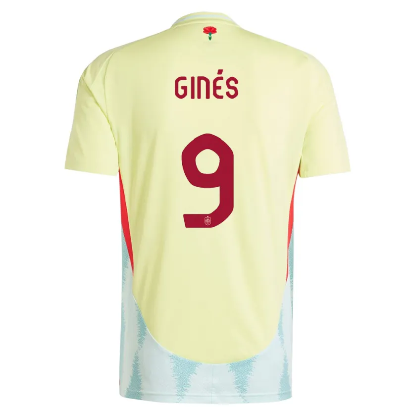 Danxen Homme Maillot Espagne Alvaro Gines #9 Jaune Tenues Extérieur 24-26 T-Shirt