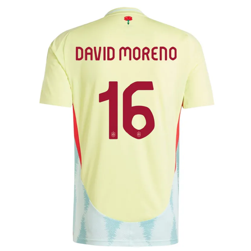 Danxen Homme Maillot Espagne Antonio David Moreno #16 Jaune Tenues Extérieur 24-26 T-Shirt