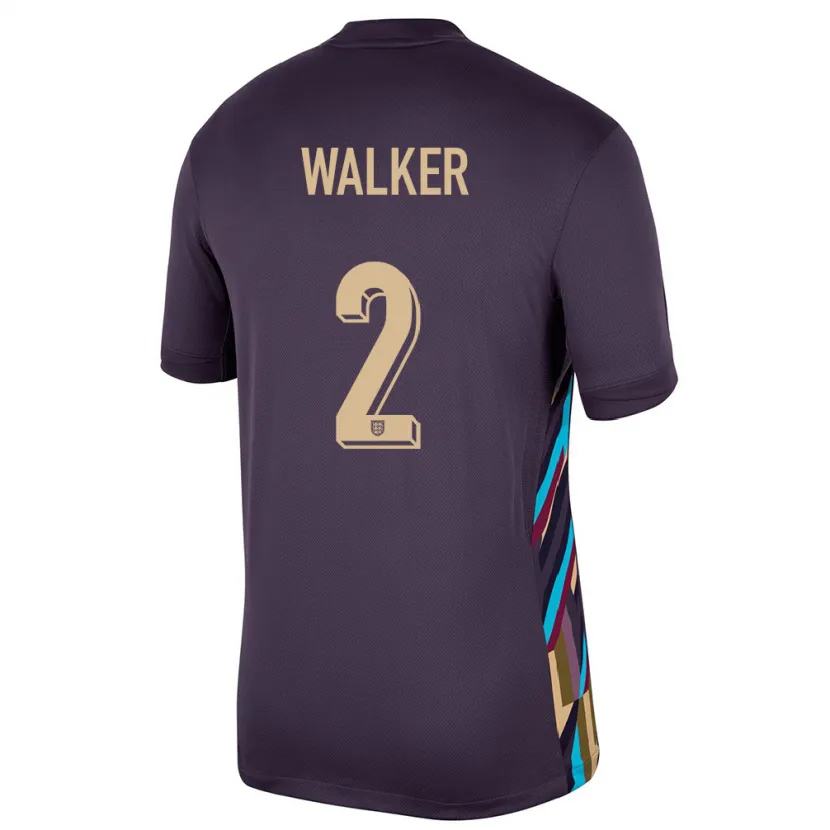 Danxen Homme Maillot Angleterre Kyle Walker #2 Raisins Noirs Tenues Extérieur 24-26 T-Shirt