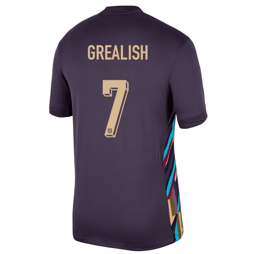 Danxen Homme Maillot Angleterre Jack Grealish #7 Raisins Noirs Tenues Extérieur 24-26 T-Shirt