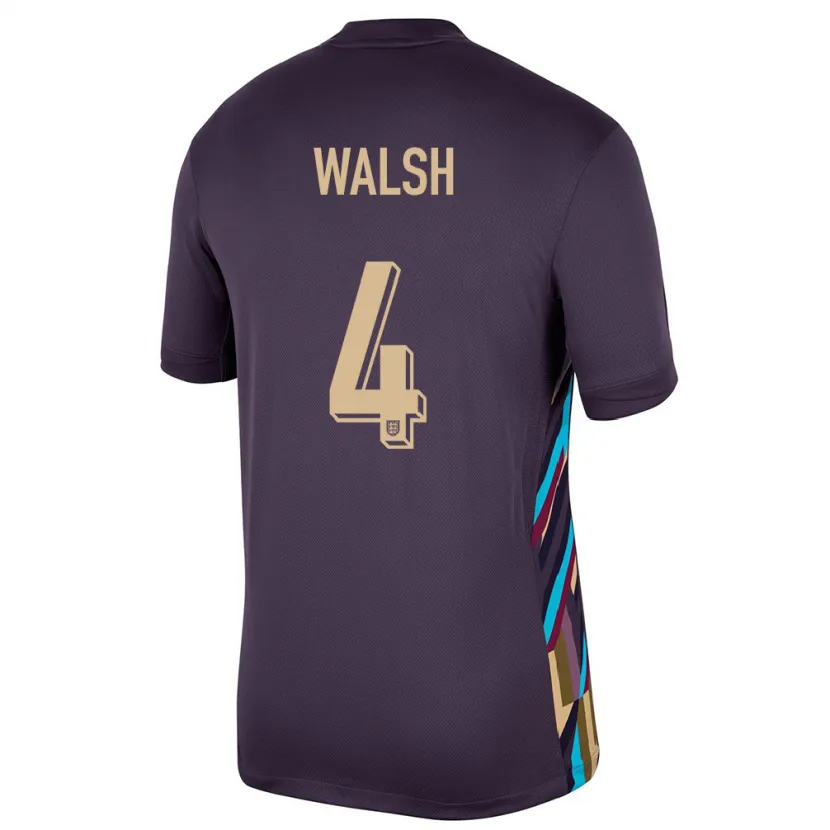 Danxen Homme Maillot Angleterre Keira Walsh #4 Raisins Noirs Tenues Extérieur 24-26 T-Shirt