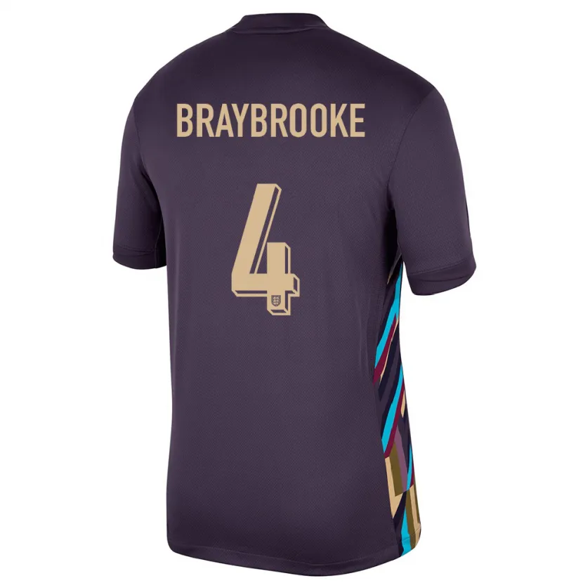 Danxen Homme Maillot Angleterre Samuel Braybrooke #4 Raisins Noirs Tenues Extérieur 24-26 T-Shirt