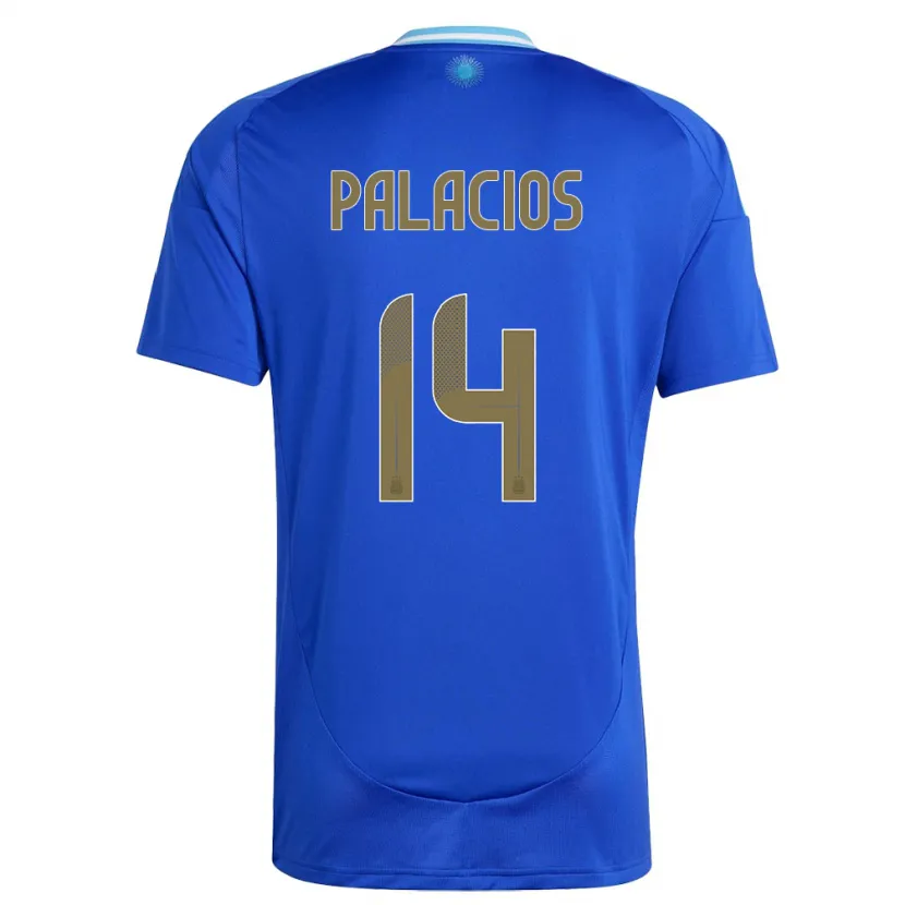 Danxen Homme Maillot Argentine Exequiel Palacios #14 Bleu Tenues Extérieur 24-26 T-Shirt