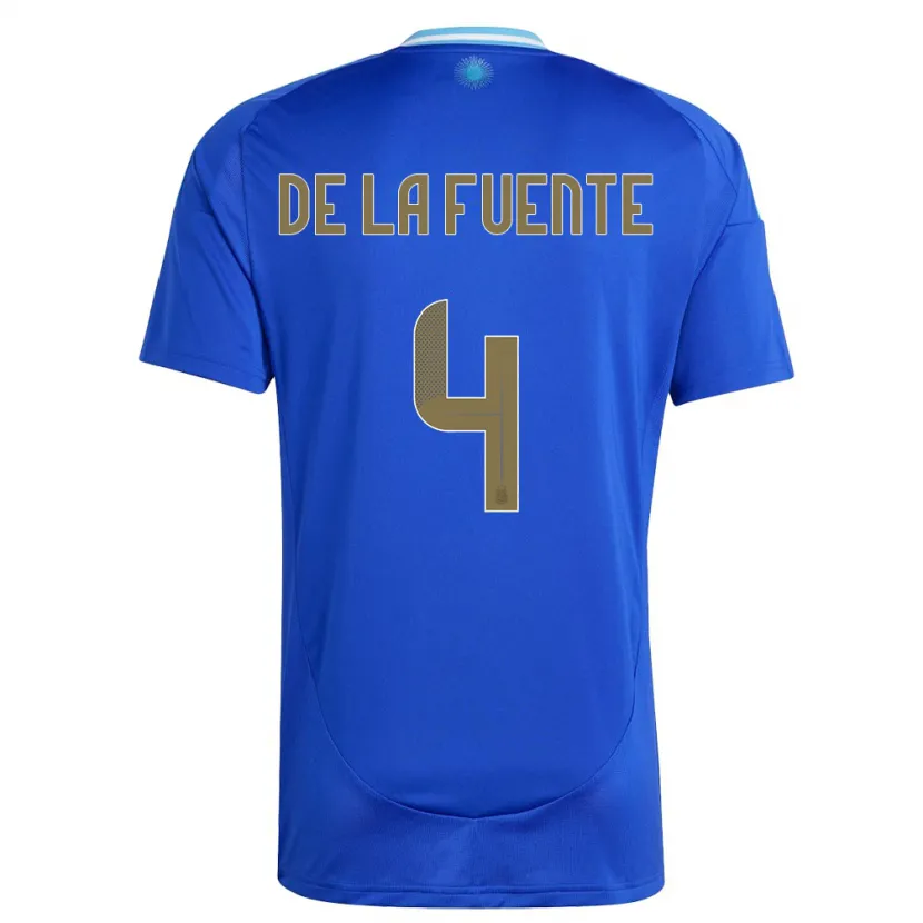 Danxen Homme Maillot Argentine Hernan De La Fuente #4 Bleu Tenues Extérieur 24-26 T-Shirt